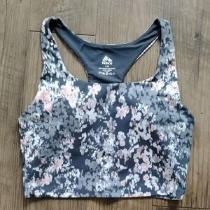 Aerie Floral Sports Bra - Black and Pink